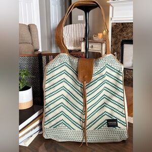 🇿🇦 Mongoose Reversible Tote Canvas, Leather, and Ankara Cotton from S. Africa 🇿🇦